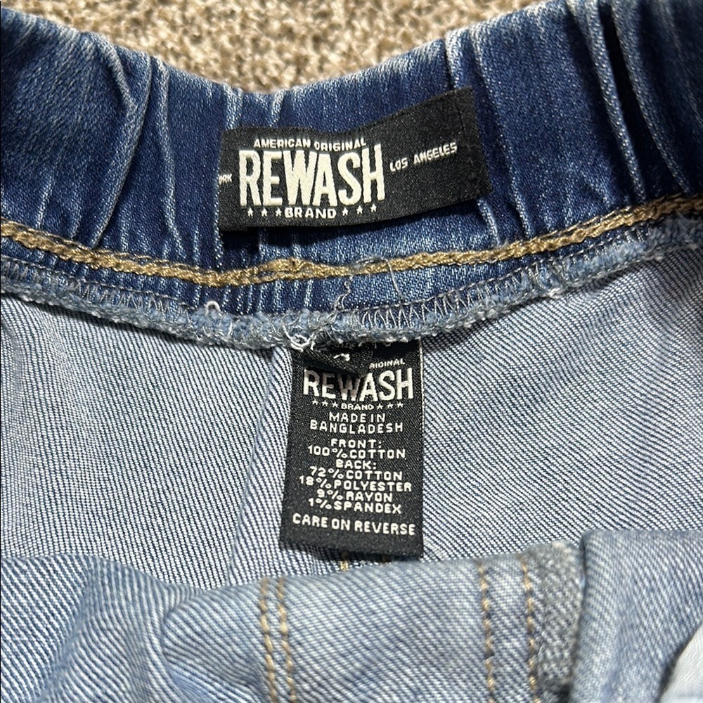Rewash Blue Ankle Cropped Jeans with Distressed Details SMALL drawstring waist - Picture 11 of 14